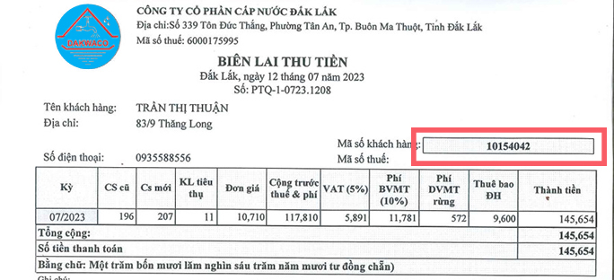 tra cứu hóa đơn tiền nước